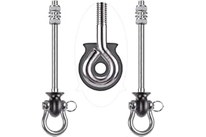 Dolibest 2er Schaukelhaken Holzbalken, Hängematte Befestigung M8 Schwerlast Hängesessel Aufhängung Betondecke 245mm Edelstahl Drehbar Boxsack Deckenhalterung ösenhaken zum Schrauben, Bis 680kg