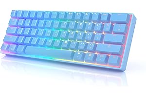 HK Gaming GK61 Mechanical Gaming Keyboard 60 Percent | 61 RGB Rainbow LED Backlit Programmable Keys | USB Wired | For Mac and Windows PC | Hotswap Gateron Optical Brown Switches | Blue
