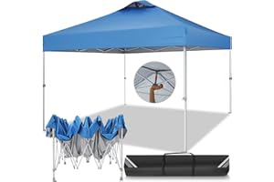 TOOLUCK 3x3m Tonnelle de Jardin Tente Pliante Imperméable Barnum et Stable One Push Pop Up Pavillon UV 50+ Hauteur réglable Auvent pour Camping Festival Plage Mariage avec évents, Bleu