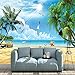 Produktbild 3D Vlies Fototapete Wallpaper Mural Nahtlose 3D Meerblick Große Mural Wohnzimmer Schlafzimmer Tv Hintergrundbild Blaue Meer Mittelmeer Landschaft Tapete, 200 * 140 Cm