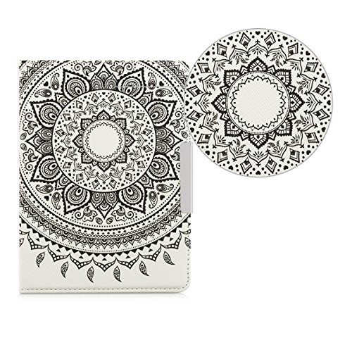 kwmobile Hülle für Tolino Vision 1 / 2 / 3 / 4 HD – Flipcover Case eReader Schutzhülle – Bookstyle Klapphülle Indische Sonne Design Schwarz Weiß - 6