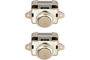OCGIG 2PCS Botón pulsador Gabinete Cerradura de la puerta Caravana Autocaravana Camper Pestillo Armario Champagne Perilla de oro