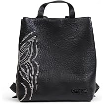 Produktbild von Desigual Damen Mini-Rucksack Sonnenblumen Design - Schwarzer PU-Rucksack Für Unterwegs