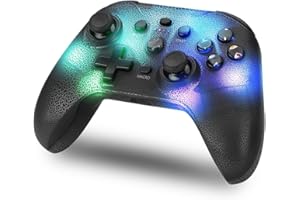 NK Mando Switch Inalámbrico - LED RGB Ajustable, Switch/PC/Android/iOS, Función Turbo, Ajustes Macro, Bluetooth, 6 ejes, 4 Modos de Vibración - Color Negro (Incluye Soporte Smartphone)