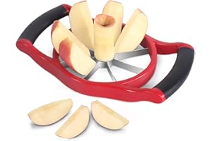 NEWNESS FOCUS ON STAINLESS STEEL Newness Taglia mele a Spicchi con 8 Lame [Grande Formato, Rinforzato] Affettatrice Di Mele e Tagliafrutta in Acciaio Inox per La Casa e La Cucina Taglia Mela con Manico Adatto per Mele Grandi, Rosso