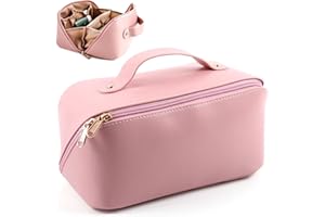 MAMUNU Große Kapazität Kosmetiktasche, Tragbare Reise Kosmetiktasche Damen Groß, Make-up Tasche Organizer, Wasserdichter PU-Leder Kosmetikkoffer Schminktasche Kulturbeutel mit 6 Fächern für Damen Teenager