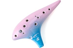 AWEF “Ocean Notes” 12 Hole Sweet Potato Ocarina Graceful Shape Pottery Ocarina in Alto C (Cyan Ice Crack)