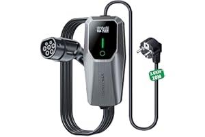 VDLPOWEREU Chargeur Électrique pour Voiture, 3,6 KW /10M EV Chargeur Type 2, Câble de Recharge pour Véhicule Électrique 6-16 A avec Prise EU Schuko, Terminal de Recharge Monophasé IP65 (IEC 62196-2)