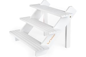 LEXFUNN Wooden Jewellery Display Rack Stand Earring Stall Stand Organizer Shelf 3/4 Tier (3 Tier - White)
