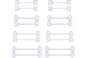 Briana Williams 12-16PCS 14G Effacer Acrylique Bioflex Mamelon Langue Barbell Anneaux Piercing Retenue Piercing Corps Bijoux