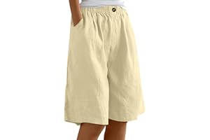 DAIKASCBNY Pantaloncini Donna Estivi Cotone Bermuda Donna Larghi da Spiaggia Pantaloni Corti con Tasche Sportivi Taglie Forti Shorts Elastico in Vita Leggeri Comodi Pantaloncino da Spiaggia Curvy Baggy