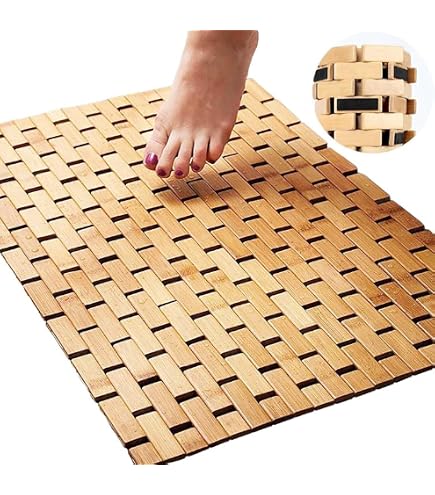 CHILL HOUSE Badematte Holz 60x40 cm, Badematte Bambus rutschhemmend,  Badvorleger Holz, Duschvorleger Holz, Duschmatte Holz, Bambusmatte Bad,  Badezimmerteppich : Amazon.de: Kche, Haushalt & Wohnen