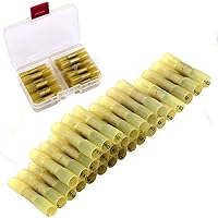 CESFONJER 30 Stück 12-10AWG Wasserdichte Kabelverbinder Gelb, Kabelverbinder Stoßverbinder Schrumpfverbinder Kabelschuhe…