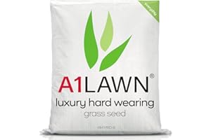 A1LAWN A1 Lawn AM Pro 8 Luxury Hard Wearing Grass Seed, 25kg (700m2) - Quality, UK Resilient, Fresh, Pet & Child Friendly - Ideal for Patch Repair, Over Seeding, New Lawns & Thickening. DEFRA Approved …