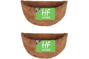 HFHOME 2 PCS 40.6cm/16" Dia Semicircle Wall Hanging Basket Coco Liner, Coco Fiber Replacement Liner, Semi-Round Planter Liner for Plants Wall Basket, Garden Flower Pots Indoor and Outdoor