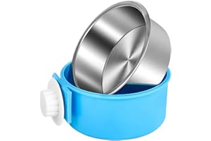 Joyoldelf 2-in-1 Pet Hanging Bowl for Crates & Cages Removable Stainless Steel Dog Bowl with Plastic Puppy Feeder Food Water Bowl for Cat, Rabbit, Bird, Hamster, Shitzu, Ferret