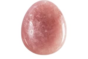 Manekieko Natürlicher Erdbeerquarz Wassertropfen Chakra Daumen Sorgen Stein, Stress Relax Heilungs Reiki Kristalltaschen Palmensteine