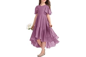 Haloumoning Flicka sommarklänning V-ringad volangklänningar casual A-linje klänning Flowy hög låg lång festklänning elegant l