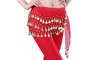 Ogquaton Mousseline De Soie Pendantes Or Danse du Ventre Jupe Echarpe Ceinture Enveloppe Rouge Qualité Premium