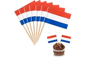 ‎YXHZVON YXHZVON Niederlande Flagge Zahnstocher, 100 Stück Cocktail Stick Flaggen Mini-Flagge Cupcake Toppers Stick für Party Food Cake Obst Geschirr Party Pub Dekoration