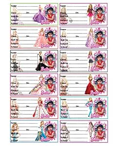 barbie name stickers for school books