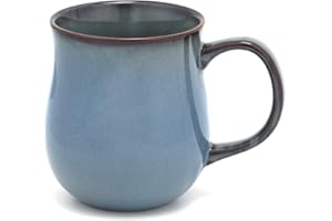 SECELES 500ml Tazas de café de cerámica hecha a mano esmaltado, 18oz taza de té con mango grande para la oficina y el hogar, ceramic coffee mug apto para microondas y lavavajillas seguridad (Azul Niebla)