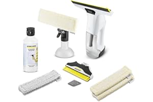 APH REINIGUNGSTECHNIK Kärcher WV 6 Premium Fenstersauger weiß (inkl. Zubehör, 100 min Akkulaufzeit, Fensterreiniger für Fenster, Fliesen, Dusche und Vitrinen) (inkl. 1x Glasreiniger RM500 & Wischbezug Indoor)