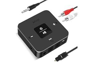 Seflorgo Bluetooth 5.0 Sender/Empfänger für TV zu drahtlosen Kopfhörern/Lautsprechern, aptX Adaptive/Low Latency/HD Bluetooth (BTI-038(Optisch/AUX/RCA), Schwarz)