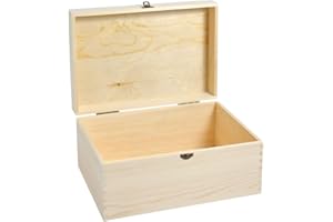 Alsino Boîte en Bois avec Couvercle Caisse en Bois Boîte de Rangement Déco 36 x 26 x 18 cm Caisse en Bois Bois Naturel Non traité Box 07