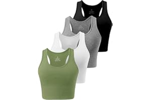 Star Vibe 4 Stücke Sport Crop Top Set Damen Basic Sporttop Tanktops Frauen Yoga Sport Top Damen Fitness