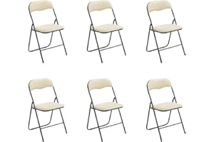 Hooma – Juego de 6 sillas Plegables de Interior, Silla Plegable cómoda, Cocina, Comedor, Oficina, recepción, Silla Plegable de Terciopelo y Metal, Color Beige
