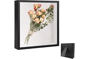 VIQIHEOE Cornice Portafoto 3D, Cornice Quadrata da Riempire 20 x 25 cm, con Lastra Acrilica Trasparente, Frame per in Legno Fai da Te Profonda 3 cm, Appendere alla Parete o Sulla Scrivania, Nero