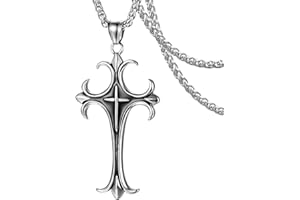 DXIUORF Gothic Vintage Cross Pendant Necklace Stainless Steel Large Steel Cross Punk Gothic Pendant Necklace Cross Necklace Pendant Necklace Gift