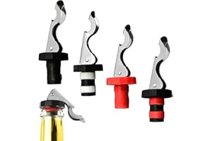 ZOVATOR Lever-Arm Wine Bottle Stoppers, 4 PCS Reusable Bottle Stoppers Lever Arm Bottle Stoppers Wine Bottle Lid Vacuum Plug Wine Stoppers Champagne Stopper Vacuum Stoppers for Wine Beverage Supplies