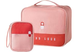 ZIMOHE 2stk Medikament Tasche Große Kapazität Medizinische Notfalltasche Leer Wasserdichte Medizin Aufbewahrungstasche Tragbar Medikamententasche Für Home Office Reisen (Rosa)
