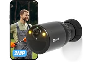 EZVIZ BC1C Telecamera WiFi Esterno Batteria 1080P, 100% Senza Fili, 210 Giorni di Durata della Batteria, Impermeabilità IP66, Visione Notturna a Colori, Alexa, Rilevamento di Persone, Modello eLife