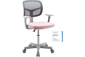 ‎COSTWAY COSTWAY 360° Drehbarer Kinderschreibtischstuhl, 80-91,5 cm Höhenverstellbarer Jungendstuhl mit Rückenlehne & Armlehnen, Computerstuhl mit 5 Rollen für Kinder von 3-10 Jahre alt (Rosa)