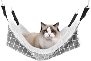 SAN LIKE Cat Hammock, Warm Small Animal Bed, Cat Hammock with Adjustable Straps for Cats, Small Dogs, Rabbits or Other Pets, 58 x 48 cm