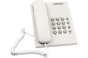 DAEWOO INTERNATIONAL Daewoo Teléfono Fijo DTC -215 | Teléfono Fijo Fácil de Usar | Rellamada Último Número, Función Mute y Volumen Ajustable | Color Blanco