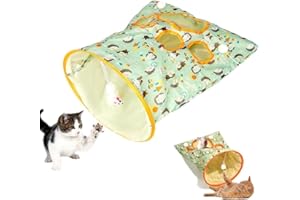 AIZHENQIAN Interactive Cat Tunnel Bags for Indoor Cats - Collapsible Tube Toy with Plush Ball, Tents, and Crinkle Paper - 2024 for Pet Play - Self Interactive Cat Toys （Green）