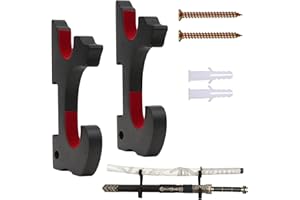 KIKI FANCY 2Pcs Lightsaber Wall Mount - Adjustable Sword Hanger Display Holder for Katana, Wakizashi, Tanto, Genji Sword Weapon Rack (2 Tier Padded)