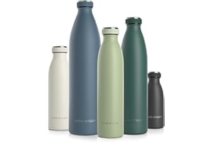 LARS NYSØM stalowa butelka 350ml, 500ml, 750ml, 1L, 1,5 litra | Flaszka termiczna odpowiednia do napojów gazowanych | Butelka na wodę do sportu, jogi lub do szkoły (Sage Green, 750ml)