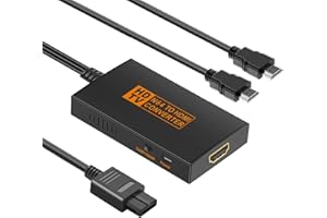 AIFHDAUF Convertisseur N64 vers HDMI, Adaptateur N64 vers HDMI Compatible avec Nintendo 64/Game Cube/SNES