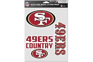 WINCRAFT NFL San Francisco 49ers Aufkleber, Mehrzweck-Fan, 3 Stück, Teamfarben, Einheitsgröße