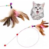 Orret Home &Ccedil;ıngıraklı Renkli Boncuklu ve T&uuml;yl&uuml; Kedi Oyun Oltası, 90 cm Uzunluk, İnteraktif ve Eğlenceli Kedi Oyuncak, Uzun ve