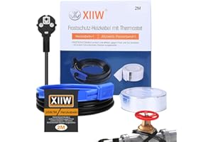 2M Frostschutz Heizkabel mit Thermostat, 230V Heizleitung Rohrbegleitheizung 16W/M für Wasserleitung, Wasserdicht Begleitheizung Heizkabel für Rohrleitungen