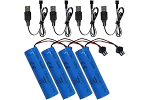 LUFEIS 4pcs Batteria Agli ioni di Litio 3.7V 1200 mAh, 3.7V Ricaricabile 1200mAh Batterie al Litio Lon, con USB cavo di Ricarica e Spina SM 2P, per Veicoli RC Auto