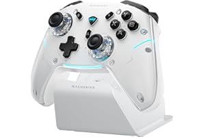 Machenike G5PROMAXSE Mando PC Gaming Inalambrico con Base de Carga, Hall Joystick Hall Trigger, Gamepad Mando Bluetooth para STEAM/PC/Switch/iOS/Android, Turbo/Vibración (Blanco)