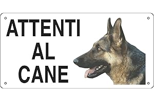 CARTELLO ALLUMINIO 25x12,5cm 'ATTENTI AL CANE'' CARTELLI SEGNALATORI