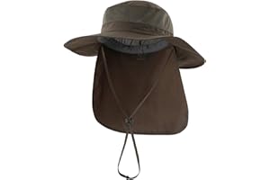 Decentron Outdoor UPF50+ Mesh Sun Hat Wide Brim Fishing Hat with Neck Flap